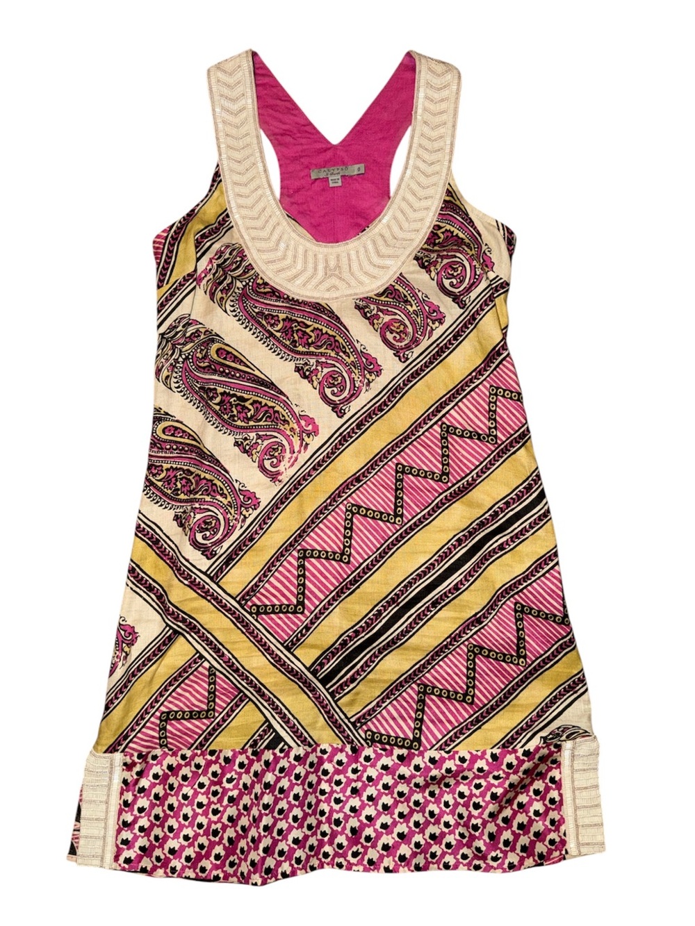 Calypso Pink & Yellow Printed Mini Dress